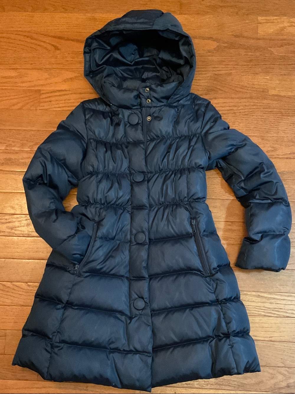 United Colors Of Benetton Girls Blue Quilted Down Puffer Coat Size M 130 7-8 Yrs